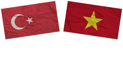 Vietnam and Turkey Flags Together Paper Texture Effect Illustration