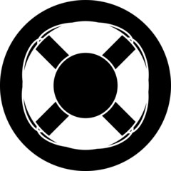 Life buoy icon on black circle background