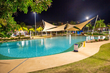Airlie Beach city park at night, Australia.