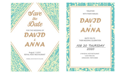 結婚式、パーティ、誕生日会の招待状・案内状・カード・ベクターテンプレートセット