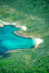 Aerial view of Whitsunday Islands National Park from the aircraft.