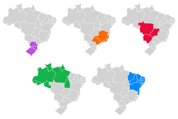 Map of Brazil with its regional divisions