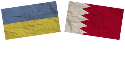 Bahrain and Ukraine Flags Together Paper Texture Effect Illustration