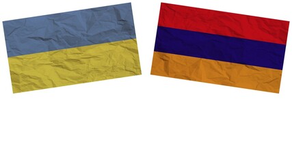 Armenia and Ukraine Flags Together Paper Texture Effect Illustration