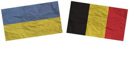 Belgium and Ukraine Flags Together Paper Texture Effect Illustration