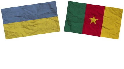Cameroon and Ukraine Flags Together Paper Texture Effect Illustration