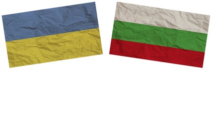 Bulgaria and Ukraine Flags Together Paper Texture Effect Illustration