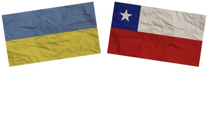 Chile and Ukraine Flags Together Paper Texture Effect Illustration