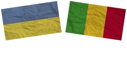Mali and Ukraine Flags Together Paper Texture Effect Illustration