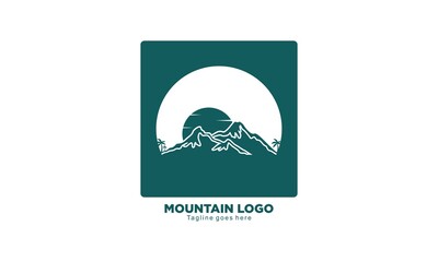 Natural mountain scenery vector logo
