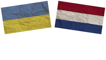 Netherlands and Ukraine Flags Together Paper Texture Effect Illustration