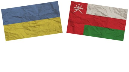 Oman and Ukraine Flags Together Paper Texture Effect Illustration