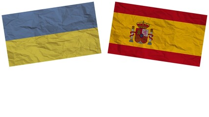 Spain and Ukraine Flags Together Paper Texture Effect Illustration