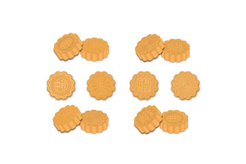 Moon cake set vector, traditional Chinese dessert for celebrating Mid Autumn Festival
