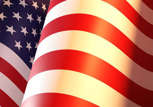 USA flag. Starry striped flag of the United States of America. Symbol of America. US state symbols 3d image