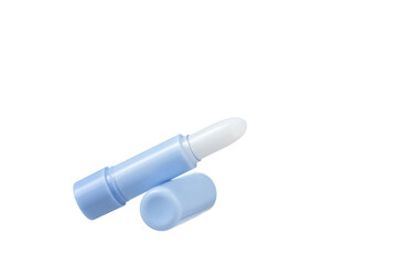 Lipstick isolated on a white background. White lipstick for children. Lipstick for kids.