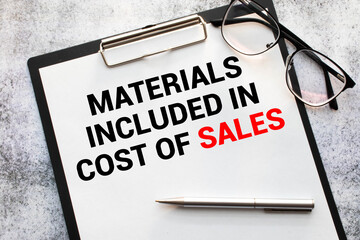 text Materials Included in Cost of Sales on white paper