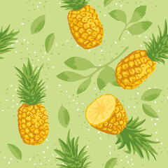 Vector summer pattern with pineapples. Seamless texture design.