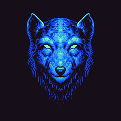 blue wolf head vector illustration