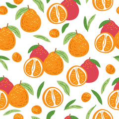 Retro seamless pattern with orange pattern. Summer texture. Abstract orange pattern or illustration on white background. 