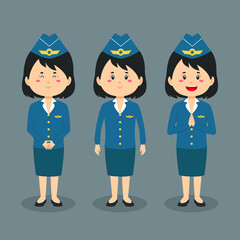 Stewardess Character with Various Expression