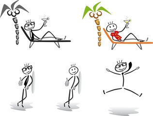 stick man that is happy and relaxed - different poses