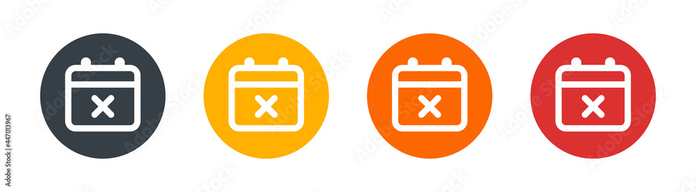 Poster Calendar vector icon with cross symbol. Delete event or wrong date. Cancel appointment concept.