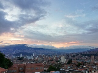 sunset over the city