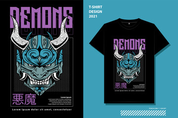 demons street wear t-shirt design template