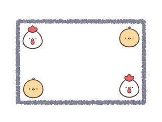 ニワトリとヒヨコのフレーム © kino