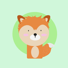 Vector illustration of a fox. Cute and kawaii fox
