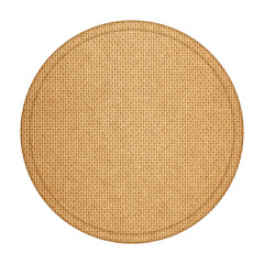 Coaster made from scrap wood, plywood, or plate dish circle, wooden plate below, isolated on white background, clipping path included for design.