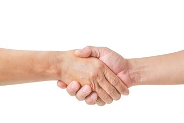 Men's shaking hands isolated on white background,clipping path included use for graphic design
