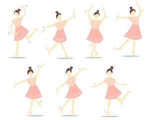 Fototapeta na wymiar set of dancing girl poses