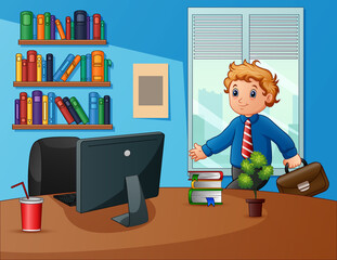 The business man work in the office illustration