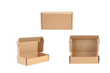 Empty cardboard box isolated on white background with clipping path