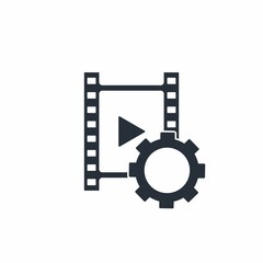 Video editing,  production. Making a video project. Vector icon isolated on white background.