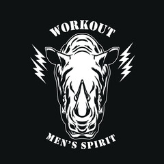Rhino ,Men's Spirit Logo ,Vintage Style ,can be a logo or more