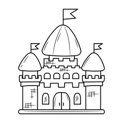 Royal palace doodle vector illustration, hand drawn sketching style