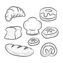 Bakery Doodle vector illustration, with hand drawn sketching style