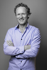 Man black and white with one object in color