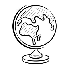 Doodle globe world vector illustration, with hand drawn sketching design
