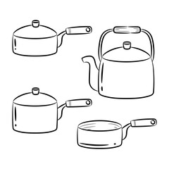 Simple kitchen utensil equipment vector illustration, with hand drawn sketching design