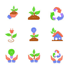 Environmental doodle icon set vector illustration, with hand drawn sketching style