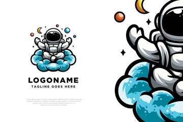 cute astronaut illustration logo design © san