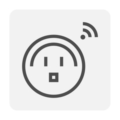 Digital timer switch vector icon. Programmable electronic hardware consist of clock, power plug socket electrical outlet for automatic control electrical power by delay, countdown, on, off. 48x48 px.