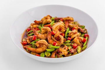 Stir-fried stink bean and prawn
