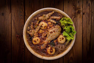 Vermicelli noodles with chicken tasty Asia food