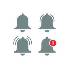 Message bell icon. Doorbell icons for apps like youtube, alert ringing or subscriber alarm symbol, channel messaging reminders bells. Vector illustration isolated. EPS 10