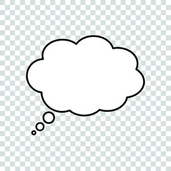 Think bubble isolated. Trendy think bubble in flat style. Modern template for social network and label. Creative thought balloon. Cloud line art, vector illustration isolated. EPS 10
